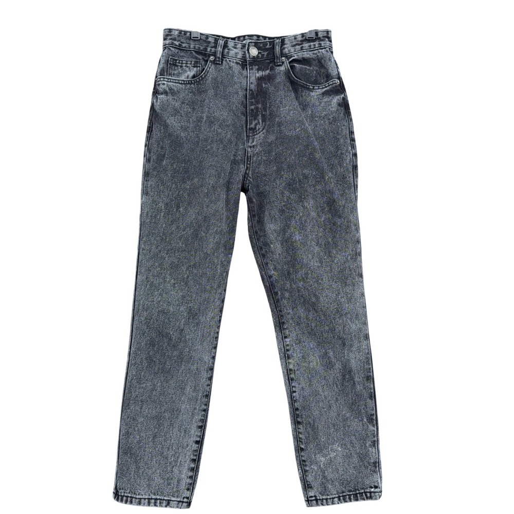 Nasty Gal High Waisted Mom Jeans Womens 8 Organic‎ Cotton Black Acid Wash